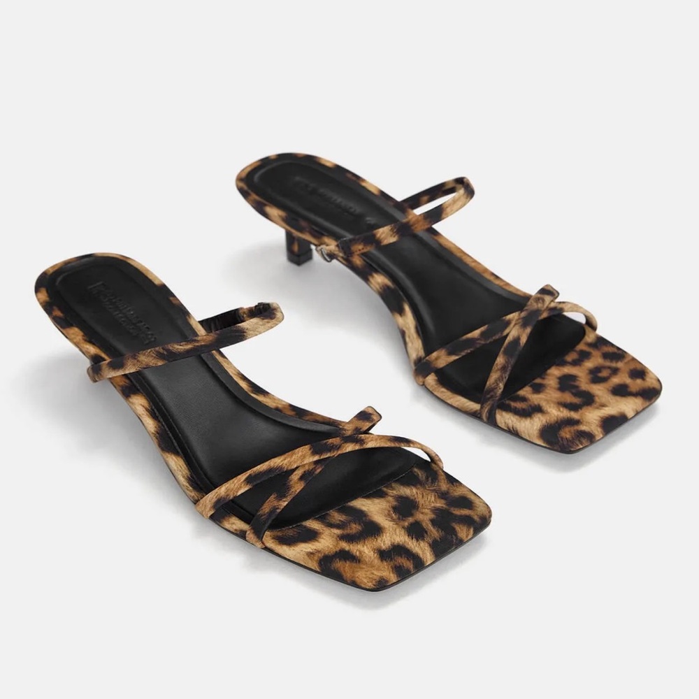 Leopard kitten-heel sandals